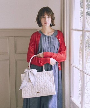 Maison de FLEUR スカーフ付き2ルームリボンキルティングトート