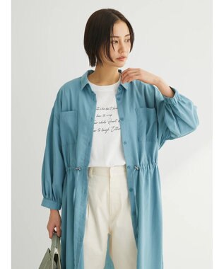 Green Parks ミディ丈ドロストシャツワンピース Blue