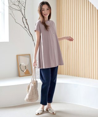 Tiaclasse 【接触冷感】 フレンチスリーブフレアカットソー ピンク