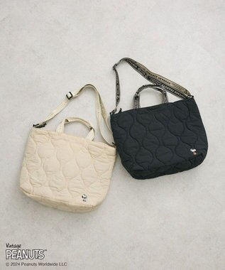 Green Parks ■ＰＥＡＮＵＴＳ　キルティングトートＬ Black