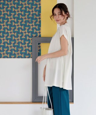 Tiaclasse 【接触冷感】 フレンチスリーブフレアカットソー オフホワイト