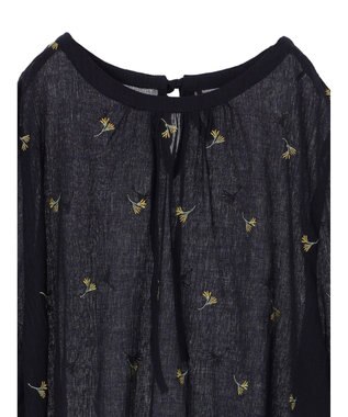 Green Parks シアー刺繍ブラウス Dark Navy