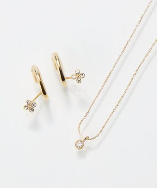 Phoebe 〈オンワード限定セット〉フラワービジューフロートライトフィットイヤリング×シャイニーフチミルネックレス
