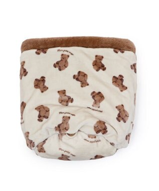 PET PARADISE ペットパラダイス くまちゃん 遠赤外線  寝袋  筒型 S（35×50cm) オフホワイト×ブラウン