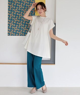 Tiaclasse 【接触冷感】 フレンチスリーブフレアカットソー オフホワイト