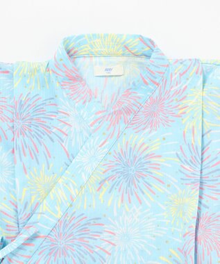 ANY KIDS 【簡単着付け】2WAY セパレート浴衣セット サックスブルー×花火