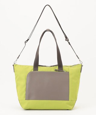 Y'SACCS ナイロン×リサイクルレザー　コンビマルチトート ライトグリーン