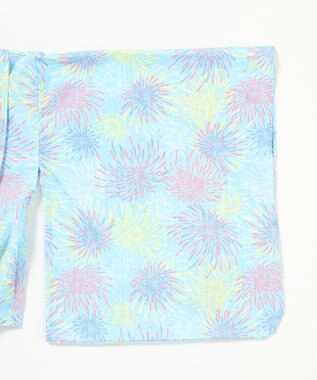 ANY KIDS 【簡単着付け】2WAY セパレート浴衣セット サックスブルー×花火
