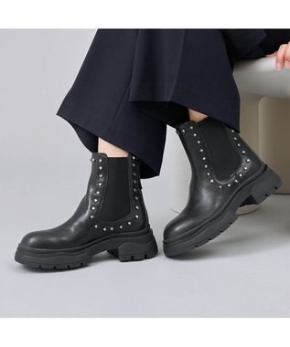 MODE ET JACOMO <carino>サイドゴアビジューショートブーツ ブラック