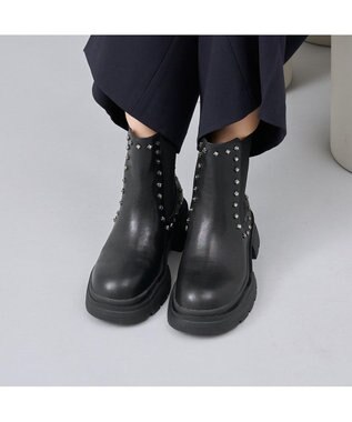 MODE ET JACOMO <carino>サイドゴアビジューショートブーツ ブラック