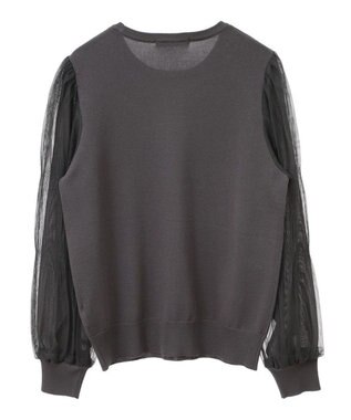 Green Parks 袖チュールマジョリカドッキングニットプルオーバー Gray
