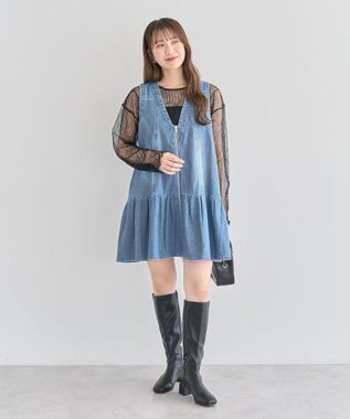 Green Parks ・ＳＵＧＡＲ　ＳＰＯＯＮ　Ｗ－ＺＩＰデニムミニワンピ