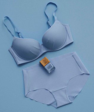 AMPHI 【NAILS INCコラボ】 ノンワイヤーブラ 谷間をメイク 脇高設計 背中をスムージング Aカップあり 【BRAGENIC ブラジェニック スムージングタイプ】 ブラジャー ブラ ワイヤレス BMI245 アンフィ／ワコール ブルー