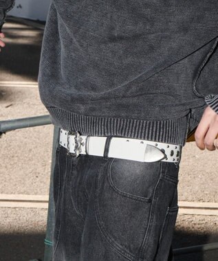 WEGO Mクロスモチーフスタッズベルト ホワイト