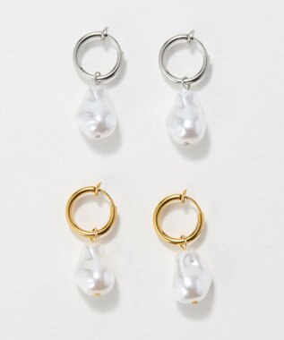 Phoebe 〈金属アレルギー対応〉バランスバロックパールフープイヤリング　シルバー/ステンレス/大ぶり/存在感◎/主役級 シルバー