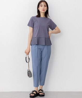 組曲 S スーパーライトストレッチテーパード パンツ スモーキーブルー系