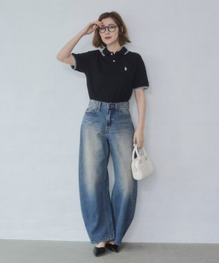 WEGO 【26年春夏新カラー登場/ユニセックス着用ITEM/SMLサイズ展開】U.S. POLO ASSN.別注ラインポロシャツ ブラック