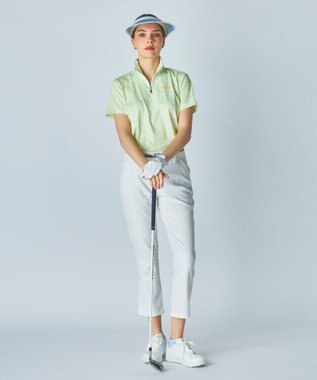 FILA GOLF／marie claire 【Marie claire sports】小花柄ハーフジップ半袖シャツ イエロー