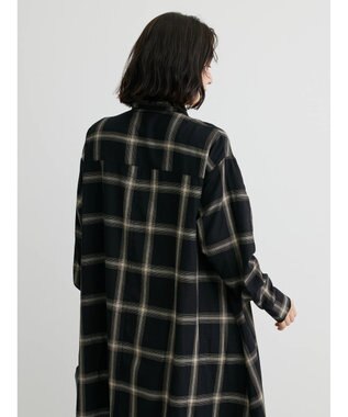 Green Parks ビエラチェックシャツワンピース Black