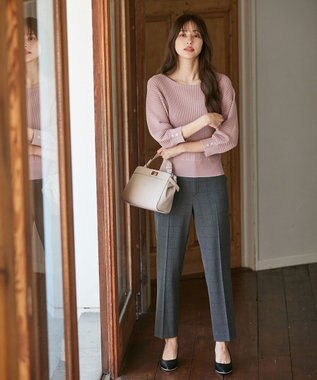 ANY SIS 【蓄熱効果】サーモトロン 2WAYストレッチ テーパードパンツ（チェック柄） チャコールチェック