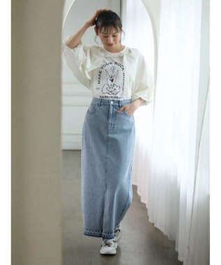 Green Parks ・ＤｏｕｂｌｅＦｌａｇｓ　フリルショルダープリントＴＥＥ Off White