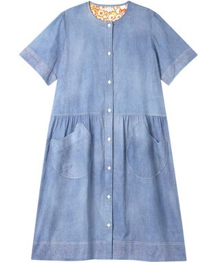 tsumori chisato SLEEP ツモリチサト ワンピース 5分袖 半袖 綿100%(本体) 楊柳素材 ロング丈(ふくらはぎ付近) レディース UNT149 /ワコール ブルー