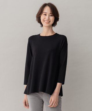 自由区 【洗える】レーヨンポリエステルスムース ペプラムニット ミッドナイト