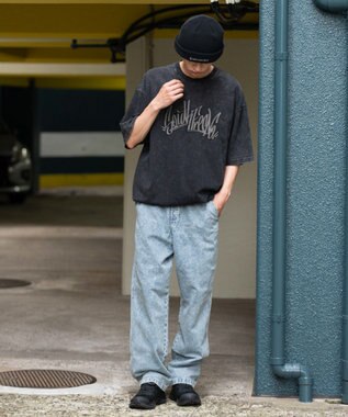 WEGO 【ウエストゴム/SMLサイズ展開】デニムイージーストレートパンツ2 デニム淡加工色