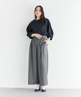 #Newans 【セレモニーにも/洗濯機可】ランタンスリーブブラウス ネイビー