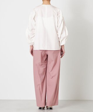 NAVE 【Nave・洗える】タイプライタークロス ギャザーブラウス ホワイト系