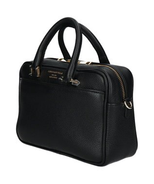 INTER-CHAUSSURES 【CHRISTIAN VILLA】ボックスシルエットレザーハンドバッグ ブラック
