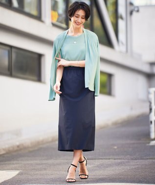 ICB L 【接触冷感・UVカット・洗える】アトラストリコット ナロースカート ネイビー系