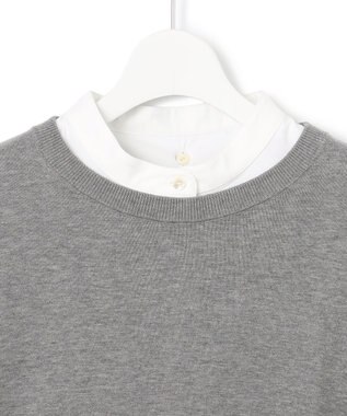 23区 L 【洗える】シャツ コンビネーション ニット グレー系