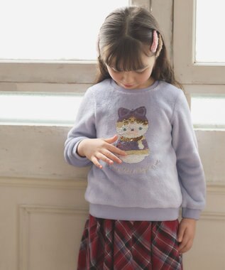 ANY KIDS 両面 フリース スパンコール トレーナー サックスブルー×雪だるま