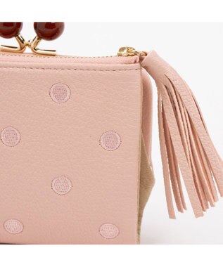 UNBILLION ペルケ perche / アクリル玉がま口2つ折り財布 ライトピンクドット