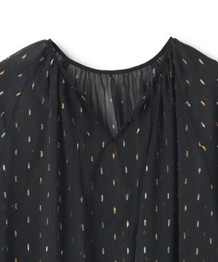 UNFILO ラメリンクルシフォン ワンピース ブラック