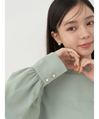 earth music&ecology ラグランギャザースリーブブラウス Mint