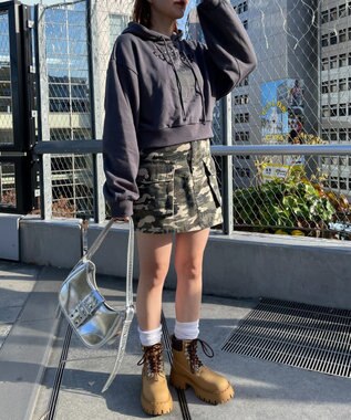 WEGO ガールプリントプルパーカー ダークグレー