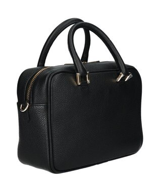 INTER-CHAUSSURES 【CHRISTIAN VILLA】ボックスシルエットレザーハンドバッグ ブラック