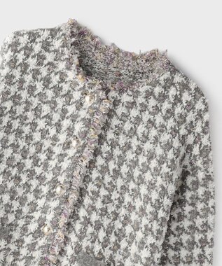 GRACE CONTINENTAL ツイードニットショートカーディガン グレー