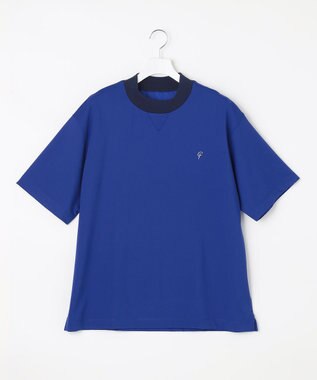 23区GOLF 【23Fondation/MEN】バイカラー モックネックシャツ 余裕のあるサイズ感 着疲れしない ブルー系