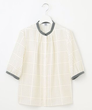 J.PRESS LADIES S 【洗える】ブロックドットプリント バンドカラー ブラウス ホワイト系5