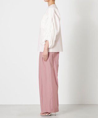 NAVE 【Nave・洗える】タイプライタークロス ギャザーブラウス ホワイト系