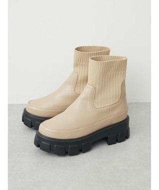 Green Parks ・ｍｉｎｉａ　ニットコンビブーツ Beige