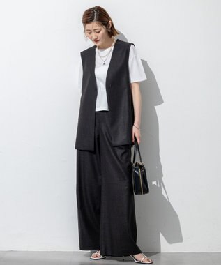 23区 L 【洗える】トリアセスラブストレッチ ジレ ブラック系