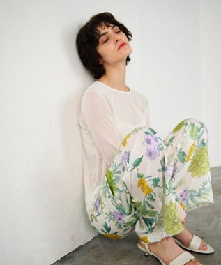 GRACE CONTINENTAL フラワープリントワークパンツ キナリ