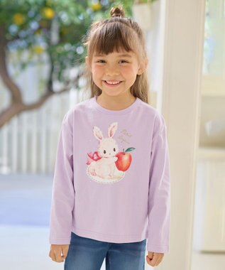 ANY KIDS アニマル×フルーツ 長袖 Tシャツ ラベンダー×ウサギ