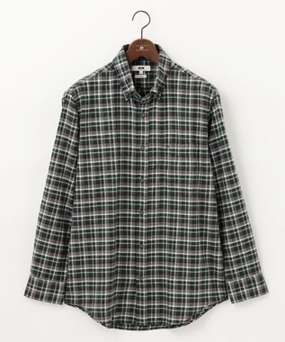 JOSEPH ABBOUD 【キングサイズ・オーガニックコットン】スモールチェック フランネルシャツ カーキ系3