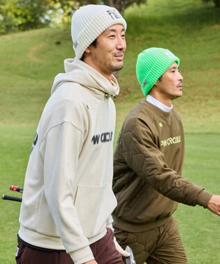 PW CIRCULUS 【3層レイヤー構造ボンディング×中綿キルティング】【MEN】中綿プルオーバー ゴルフ カーキ系