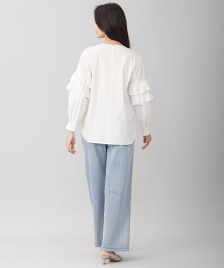 自由区 L 【洗える】タイプライターデザイン ブラウス アイボリー系